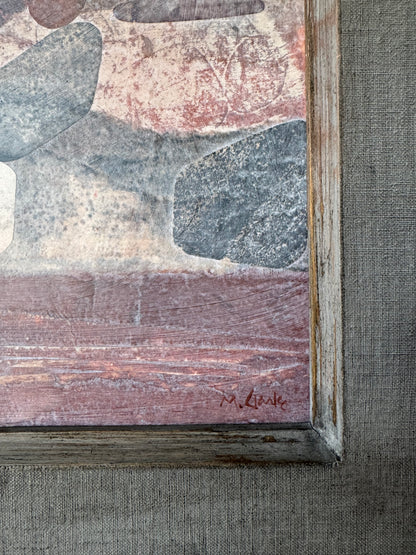 Mark Clarke Acrylic + Paper Collage “River Rocks” Painting