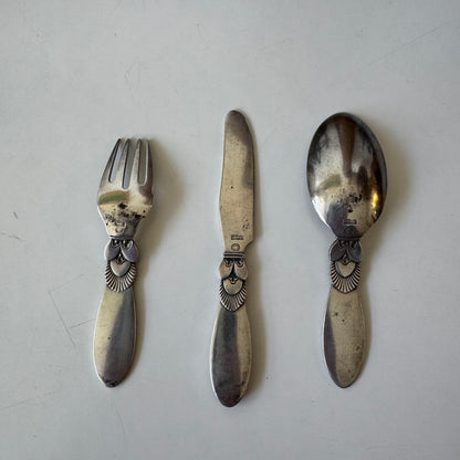 Georg Jensen Sterling Silver Cactus Baby Flatware
