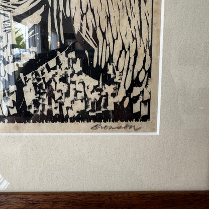 Bonnie Bronson Self Portrait Figurative Wood Block Print
