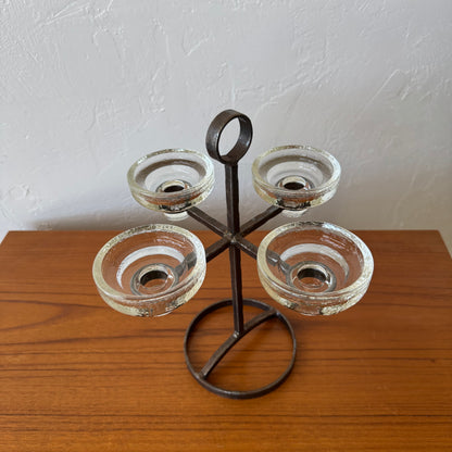 Harry N. Bostrom for Bo Svensk Smide Iron + Glass Candleholder