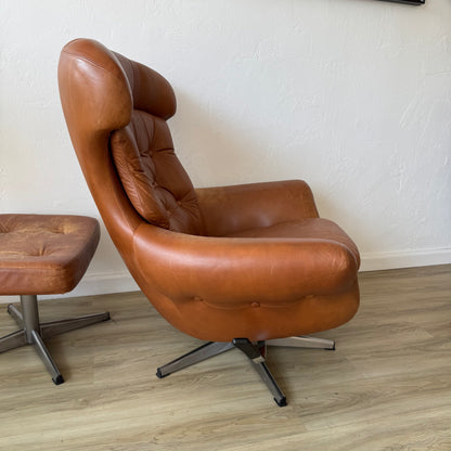 Swedish Modern Leather Lounge Chair by Slatte Mobler