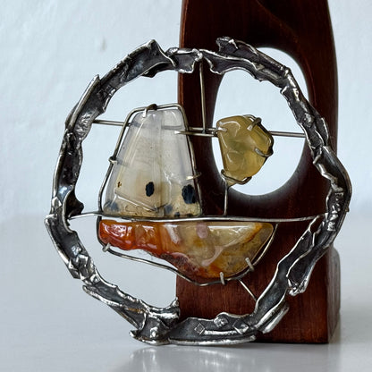 Max Nixon Sailboat Sterling + Agate Brooch