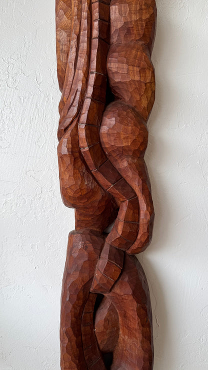 Organic Abstract Teak Wall Carving, 1980’s