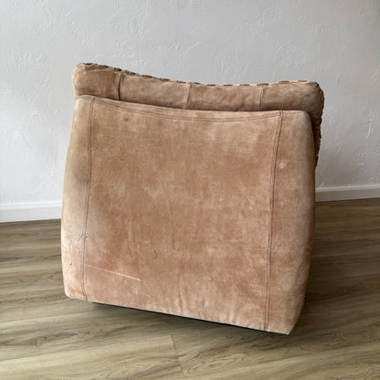 Brazilian Patchwork Suede Leather Lounge Chair, 1970’s