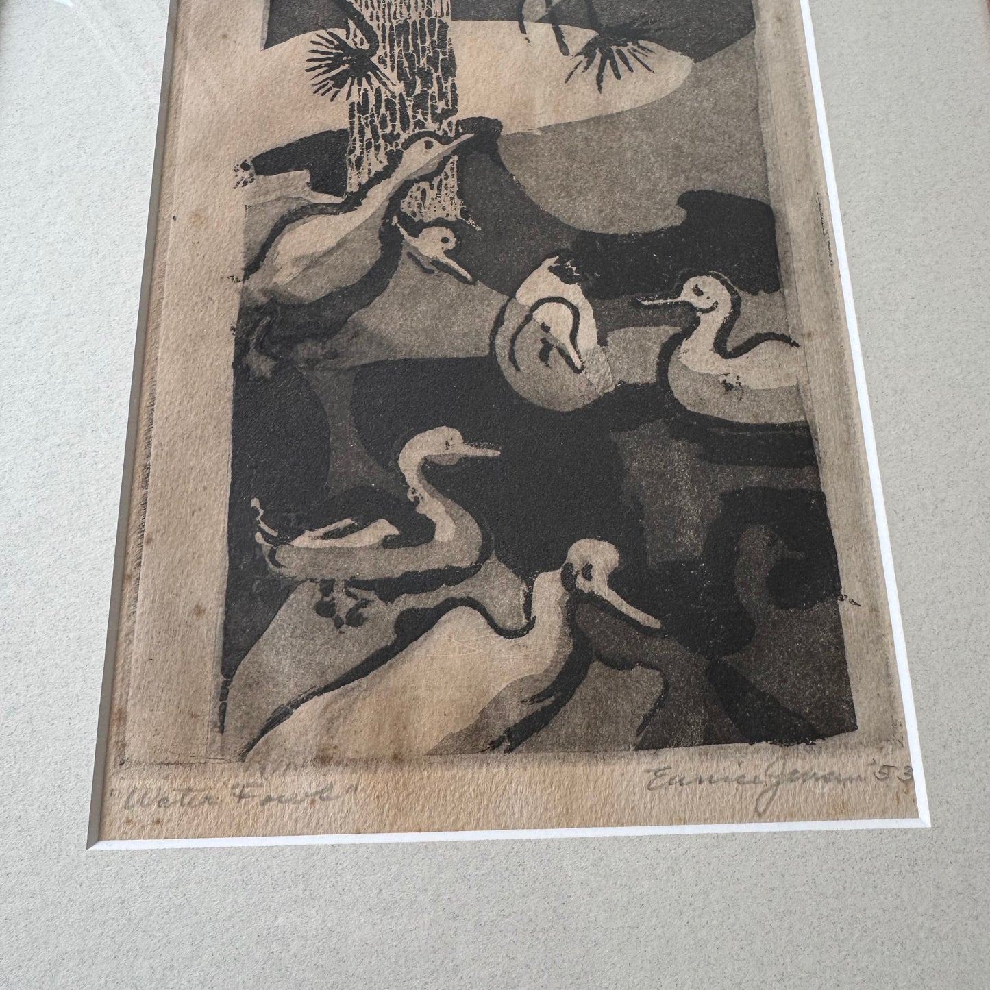 Eunice Jensen Bird Wood Block Print