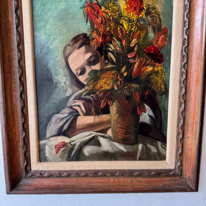 Frederic Taubes “Woman with Flowers” Oil Painting