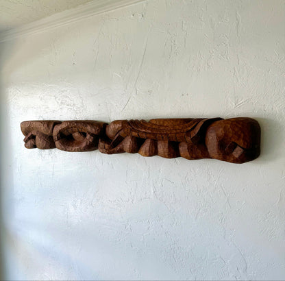 Organic Abstract Teak Wall Carving, 1980’s